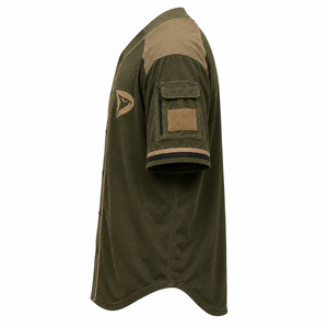 Chemise de baseball à manches courtes pour homme, vert olive, boutonnée, avec logo brodé et poche poitrine, en tissu mesh respirant - Product Image 4