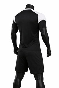 Ensemble d'uniformes de football personnalisés noir et blanc pour hommes, maillot et short de football, séchage rapide, respirant, 100% polyester, OEM ODM - Product Image 4