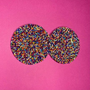 Traditional Artisan Craft Coffee <b>Table</b> <b>Coasters</b> Scratch-Resistant Decorative Bead Mats & Pads for Home Dcor - Product Image 1