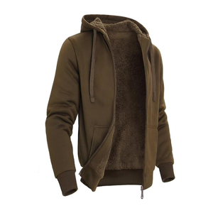 Sudadera con capucha y cremallera completa personalizada para hombre – Sudadera de algodón de alta calidad, color liso, con cremallera, cómoda, estilo urbano - Product Image 3
