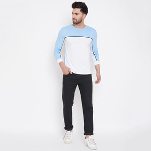 New Arrival Men's Casual Cotton Long Length Full Sleeve T Shirt O Neck Quick Dry Custom Logo Digital Printing Plain Dyed Shirt - Product Image 2