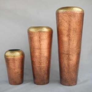 Jarrones de flores grandes y modernos con acabado en cobre y latón, estilo decorativo para bodas, para decoración de pisos de bodas y hoteles, jarrón de metal. - Product Image 1