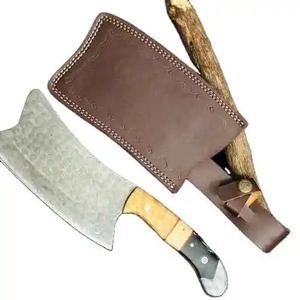 Cuchillo de Chef Burraq OEM/ODM, Hecho a Mano, de Acero de Damasco Industrial, Multifuncional, con Patrón de Gota de Lluvia, Funda de Cuero - Product Image 1