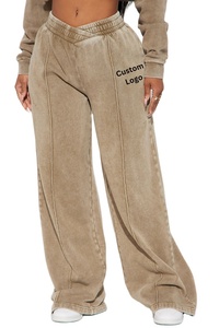 Top et pantalon oversize personnalisés pour femmes Survêtements vintage délavés 450gsm 100% Cotton Fade Wash Women Tracksuit - Product Image 5