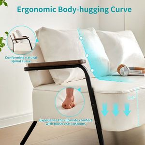 Sofá Cama Futón Moderno Pequeño de 44 W, Sofá de Dos Plazas de Piel Sintética con Mayor Profundidad en el Asiento, Sofá Cama de Dos Plazas - Product Image 6