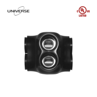   Connecteur de câblage isolé noir à 2 ports, raccord mécanique à double entrée pour fils en cuivre et aluminium de 2/0 à 6 AWG, pour l'Amérique du Nord