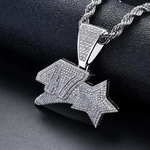 จี้รูปดาวหมายเลข 47 ประดับเพชรโมอิสซาไนต์ เงินแท้ 925 สไตล์ฮิปฮอป - Product Image 1