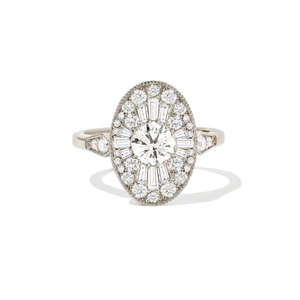 Bague de fiançailles ovale en or jaune 14 carats avec diamant de laboratoire Art Déco - Product Image 5