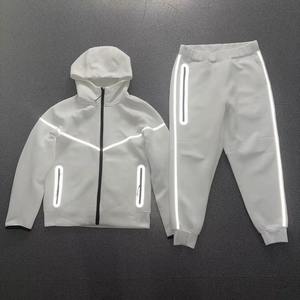OEM 2026 Ensemble de survêtement décontracté pour femme, 2 pièces, en polaire technique réfléchissant délavé à l'acide, uni et réversible, comprenant un sweat à capuche léger et un pantalon - Product Image 5
