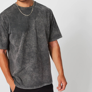 T-shirt à manches courtes pour homme, style décontracté, en jersey de coton uni, coupe oversize, tie-dye, délavé à l'acide, col rond, couleur unie - Product Image 2