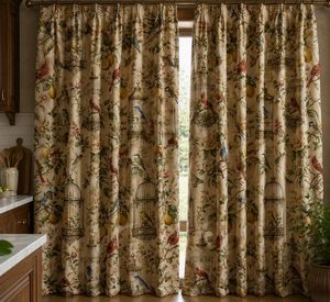 Elegant Audubon Songbirds Velvet Blackout Curtain Each Panel Art Nouveau Inspired <b>Window</b> Treatment Soft Thermal Insulated - Product Image 3