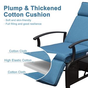 Sedia Reclinabile in Metallo Regolabile per Esterni con Tavolino Ribaltabile e 6 Cuscini Rimovibili da 6,8 Pollici per Relax e Riposo - Product Image 2
