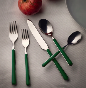 Premium Silver Cutlery Set With Green Handle For Dining Kitchen Wedding Tableware <b>Flatware</b> Hostess And Gift Essentials - Product Image 1