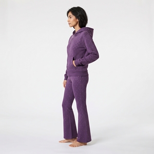 <b>Winter</b> Women's Purple Polka Dot Hooded Tracksuit Set Full Length Zip Front Sweatshirt <b>Bell</b> Bottom Pants Casual <b>winter</b> Wear - Product Image 4