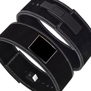 Cinturón de Levantamiento de Pesas Ajustable de Cuero Negro con Cierre de Hebilla para Entrenamiento de Fuerza, Soporte Lumbar Unisex para Gimnasio, Diseño Transpirable - Product Image 5