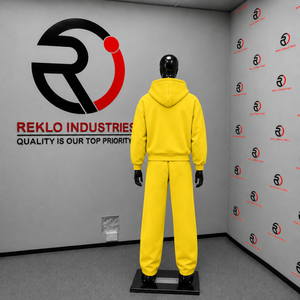 <b>Yellow</b> mens full zip <b>hoodie</b> tracksuit set plain fleece jogger pants casual streetwear two piece sports outfit relaxed fit - Product Image 4