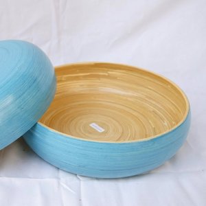 Ensemble de bols à salade en bambou écologiques et minimalistes, faits à la main, naturels, pour une cuisine contemporaine et une décoration de fête - Product Image 3