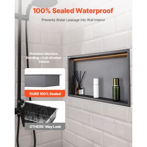 Nicchia Doccia in Acciaio Inox Resistente 13 X 25 X 4 Pollici, Moderna con Striscia LED, Mensola Incassata a Parete per Shampoo, Scaffali per Bagno - Product Image 2