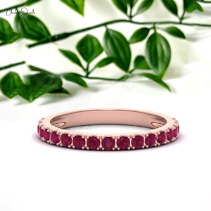 Best Selling 14K Solid Rose Gold Wedding <b>Ring</b> Natural 2MM Round Cut <b>Ruby</b> Gemstone Minimal Bridal Jewelry at Discounted Price - Product Image 4