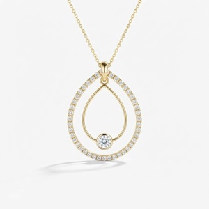 Pendentif élégant en or jaune 14 carats avec diamant en forme de goutte couleur E VS, 0,55 carat au total, diamant de laboratoire en forme de poire, bijoux de mode en gros - Product Image 2