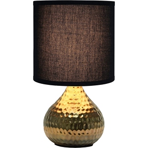 New design Hammered Gold <b>Table</b> Lamp Luxury Black Fabric Shade Elegant Metal <b>Bedside</b> Light Nightstand Bedroom Hotel Decor Accent - Product Image 4