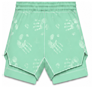 Short de bain vert menthe et blanc léger, séchage rapide, respirant, avec cordon de serrage à la taille, pour l'entraînement, la performance, la natation et le sport - Product Image 2
