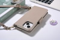 Étui de téléphone en cuir PU avec cordon transversal, miroir et porte-cartes, design portefeuille pour 17/16 Pro Max Plus