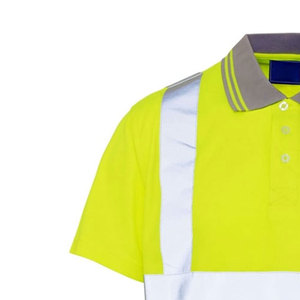 High Visibility Safety Polo Shirt Yellow Class 2 Reflective Tape Short Sleeve Work Wear - Product Image 2
