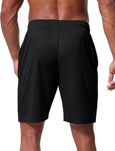 Shorts Bermuda noirs à séchage rapide pour hommes, avec cordon de serrage à la taille et poches latérales, vêtements de sport décontractés - Product Image 2