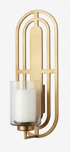 Modern Minimalist Iron <b>Wall</b> <b>Sconce</b> Candle Holder with Glass Hurricane Gold Finish Geometric <b>Wall</b> Art Luxury Home Decor - Product Image 2