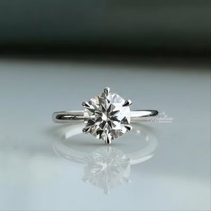 <b>Solitair</b> 925 <b>Silver</b> Plated Women's Promise Engagement <b>Ring</b> 2CT Round Cut Moissanite - Product Image 4