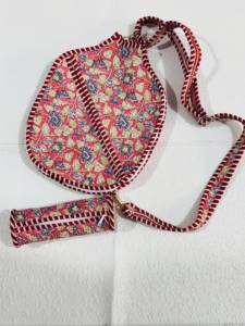 Pochette à fermeture éclair en coton floral en forme de cœur, sac bandoulière, étui pour raquette, pour les voyages quotidiens, cadeau - Product Image 4