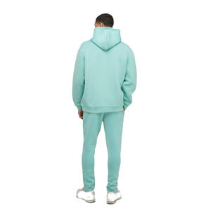 Ensemble de survêtement pour homme, veste à col zippé bleu clair uni et pantalon de jogging assorti, vêtements en gros OEM ODM - Product Image 6