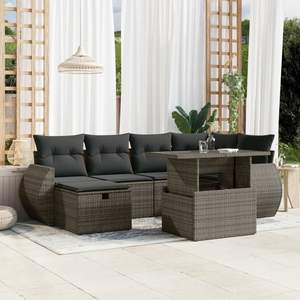 Ensemble de canapés de jardin gris, meubles en rotin d'extérieur, coussins imperméables, design contemporain - Product Image 3