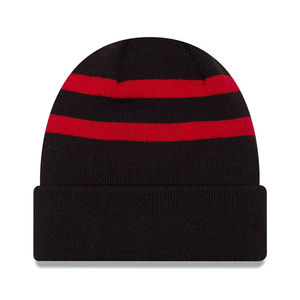 Custom Knit <b>Beanie</b> <b>Hat</b> Black Red Striped Unisex Winter Cap for Adults Casual Wear 56-58CM Acrylic Material - Product Image 2