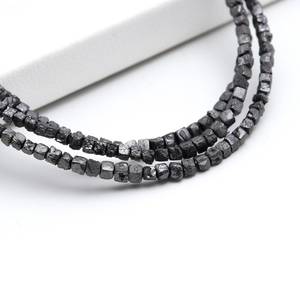 Wholesale Raw <b>Black</b> Diamond Cube Beads | 1.5-2.6mm Natural Uncut Rough Strand | Loose Diamond Supply for Fine Jewelry Making - Product Image 3