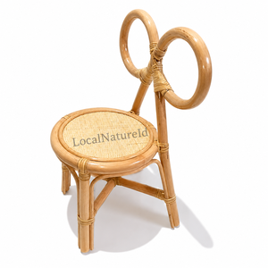 Chaise de salle à manger ronde contemporaine en rotin tressé à la main pour enfants, siège naturel pour tout-petits, idéale pour les événements festifs - Product Image 3