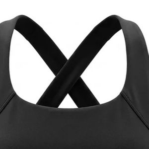 Soutien-gorge de sport noir pour femme, dos croisé, extensible, pour yoga, entraînement, fitness, gym, vêtement de sport, crop top athlétique avec maintien - Product Image 3