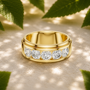 Anillo de Boda de Oro Sólido de 14K al por Mayor, Personalizable, con Diamantes Brillantes Cultivados en Laboratorio, Engaste de Canal, Bañado en Rodio, para Mujer, Fino, para Aniversario - Product Image 1