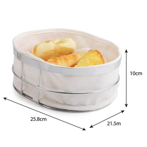 New Design Easy to Use Oval Shaped Metal <b>Bread</b> <b>Basket</b> with Canvas Bag - Product Image 3