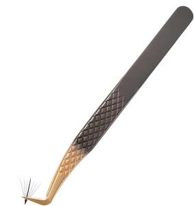 Pince à épiler angulaire en acier inoxydable pour extensions de cils, personnalisée pour Noël, lisse, antistatique, durable, avec manche doré et noir - Product Image 2