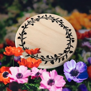Ensemble de sous-verres en bois massif imprimé avec des motifs floraux, résistant à la chaleur, sous-verres élégants pour la salle à manger, la table basse, la décoration de la maison - Product Image 1