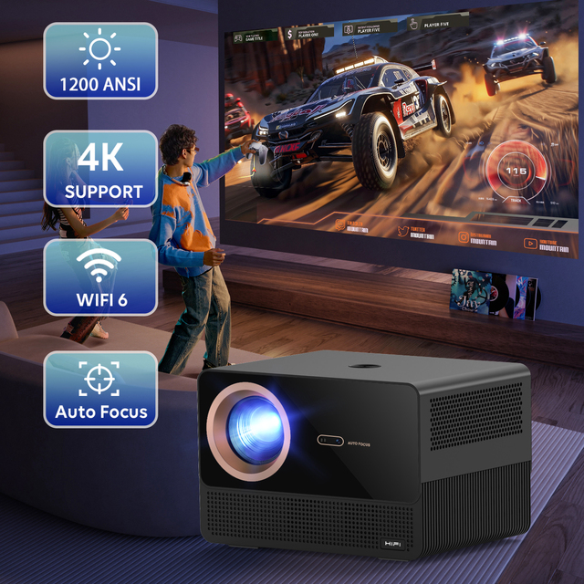 CRE CR67 Cost-Effective Home Projector 1200ANSI 1080P Full HD LED 4K Ready Portable HIFI Stereo Enclosed Optical Engine