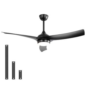 Modern 52-Inch <b>Black</b> <b>Ceiling</b> <b>Fan</b> with 18W LED Light & Remote 3 ABS Blades DC Motor for Bedroom & Living Room - Product Image 1