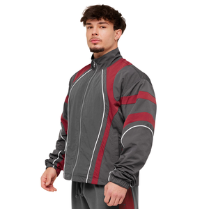 <b>Men</b> Oversized <b>Track</b> <b>Jacket</b> Contrast Panel Windbreaker Zip Up Sportswear Training Running Casual Streetwear Lightweight Coat - Product Image 3