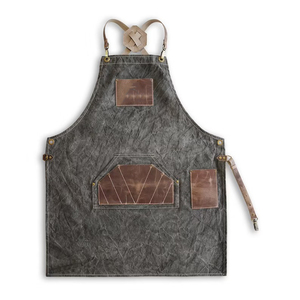 Durable Canvas <b>Bar</b> Worker Uniform Custom Logo Print Embroidery Leather Strap Adjustable Waist Clasp Professional Bartender Bib - Product Image 3