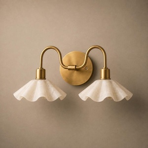 Modern Brass Wall Sconce With Flower Shade Indoor Bathroom Lighting Fixture - Product Image 3