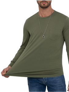 T-shirts pour hommes tendance à manches longues, design personnalisé, 100% coton, écologiques, séchage rapide, avec poche avant. - Product Image 3