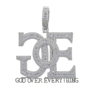Collar de Plata de Ley 925 con Colgante GOE GOD OVER EVERYTHING con Incrustaciones de Moissanita, Joyería Hip Hop para Hombre - Product Image 1