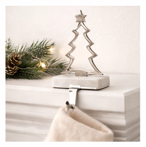 Luxurious Modern Gold Metal <b>Christmas</b> Tree <b>Stocking</b> Holder Mantel Heavy Duty Weighted Base Hollow Tree Design Fireplace Hanger - Product Image 2